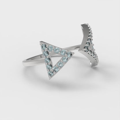 0.2475 cttw Natural Aquamarine Statement Engagement Ring - Solid Gold (Round Cut,1.2mm)