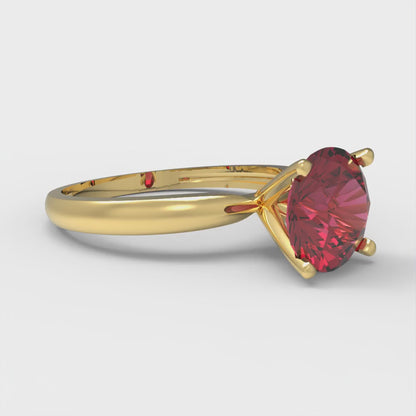 1.5 cttw Natural Garnet Solitaire  Engagement Ring - Solid Gold (Round Cut,7.5mm)