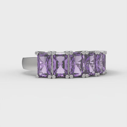 2.61 cttw Simulated Alexandrite Emerald Cut White Gold Eternity Wedding Band
