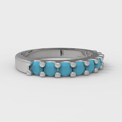 0.63 cttw Simulated Turquoise Round Cut White Gold Eternity Wedding Band