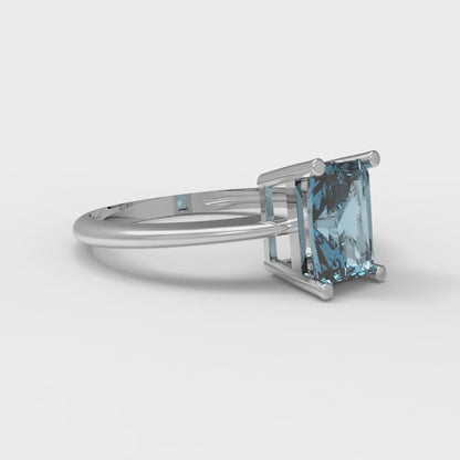 1 cttw Natural Swiss Blue Topaz Solitaire  Engagement Ring - Solid Gold (Radiant Cut,7x5mm)