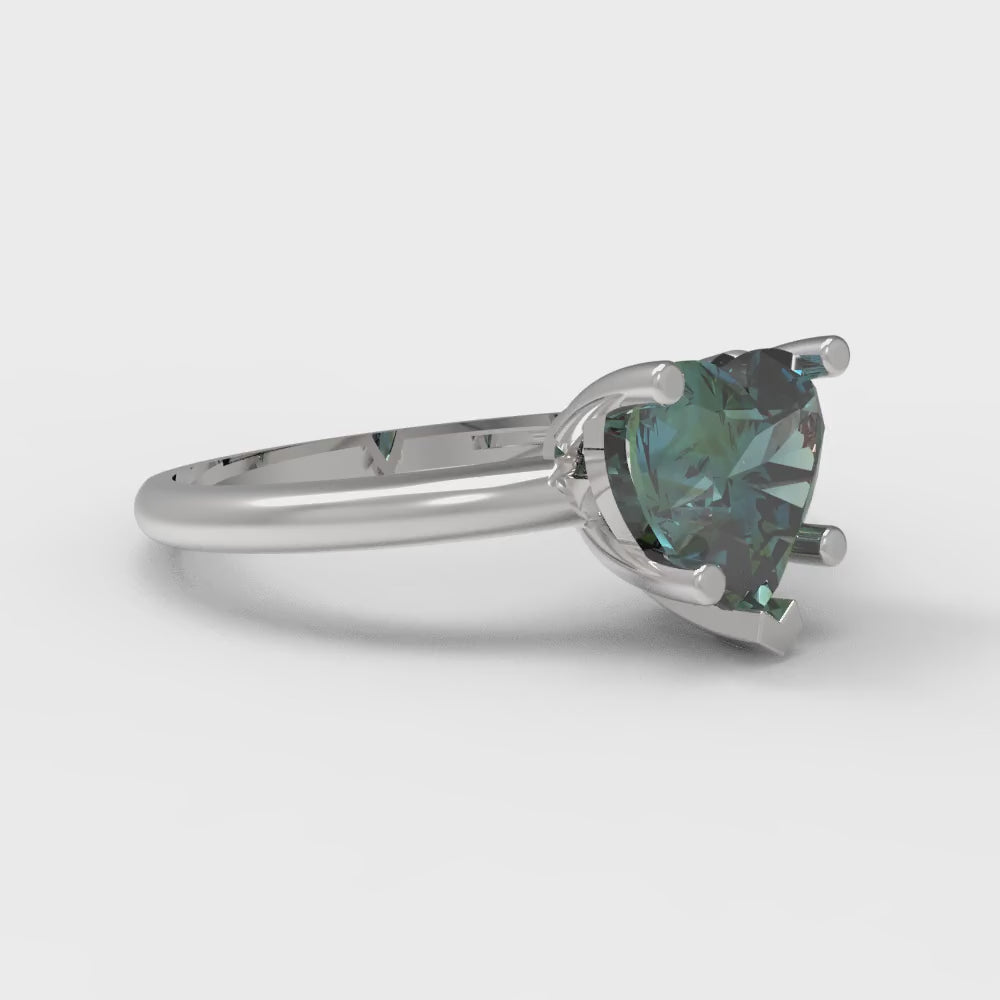 2 cttw Blue Moissanite Solitaire  Engagement Ring - Solid Gold (Heart Cut,8mm)