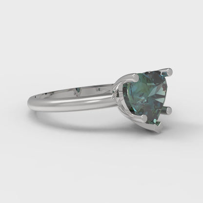 2 cttw Blue Moissanite Solitaire  Engagement Ring - Solid Gold (Heart Cut,8mm)