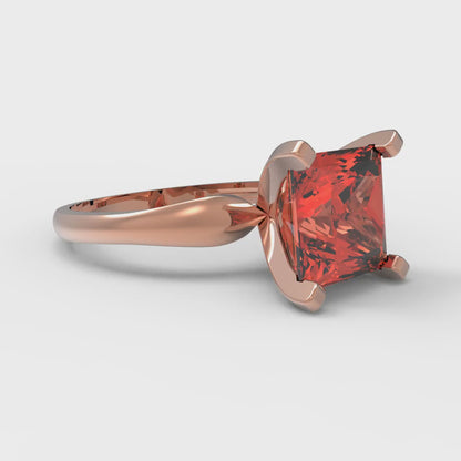 2.5 cttw Zirconia Simulated Red Diamond Solitaire  Engagement Ring - Solid Gold (VVS1, Princess Cut,7.5mm)