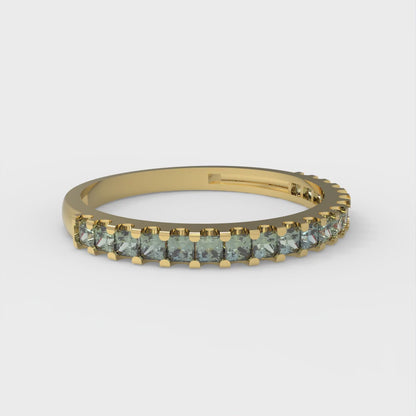 0.285 cttw Blue Moissanite Princess Cut Yellow Gold Eternity Wedding Band