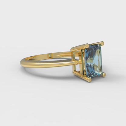 1 cttw Natural Sky Blue Topaz Solitaire  Engagement Ring - Solid Gold (Radiant Cut,7x5mm)