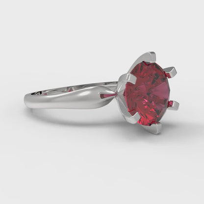 2.5 cttw Natural Garnet Solitaire  Engagement Ring - Solid White Gold (VVS1, Round Cut,8.5mm)