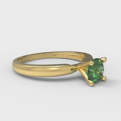 0.5 cttw Simulated Emerald Solitaire  Engagement Ring - Solid Gold (Round Cut,5.0mm)