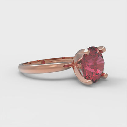 3 cttw Simulated Ruby Solitaire  Engagement Ring - Solid Rose Gold (VVS1, Round Cut,9.0mm)