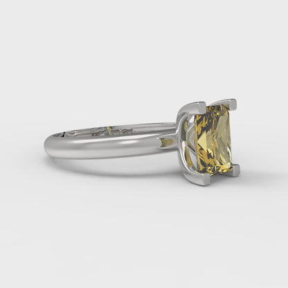 1 cttw Natural Citrine Solitaire  Engagement Ring - Solid Gold (Emerald Cut,7X5mm)