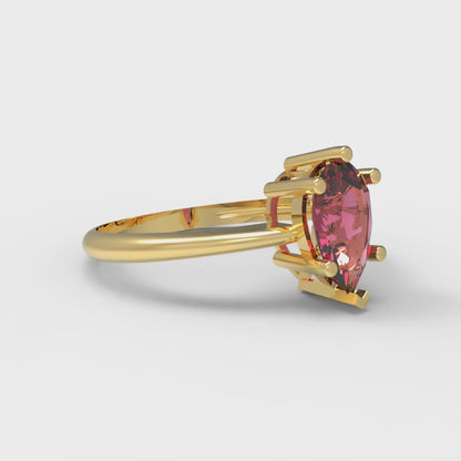 1 cttw Natural Garnet Solitaire  Engagement Ring - Solid Gold (Pear Cut,8x5mm)
