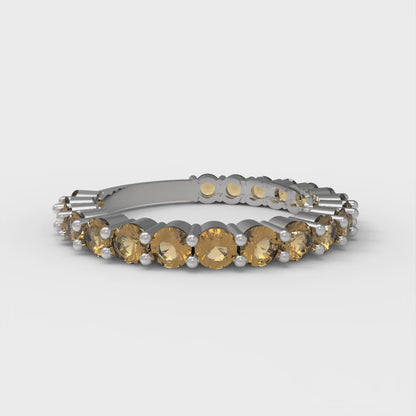 1.2 cttw Simulated Champagne Diamond Round Cut White Gold Eternity Wedding Band