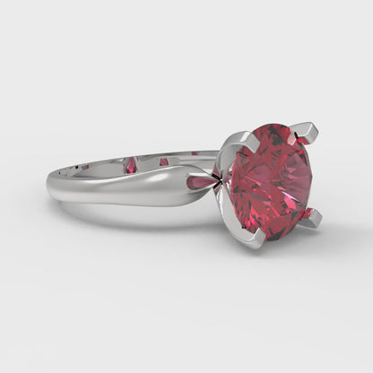 2.5 cttw Simulated Ruby Solitaire  Engagement Ring - Solid White Gold (VVS1, Round Cut,8.5mm)