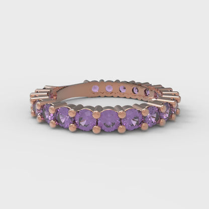 1.44 cttw Simulated Alexandrite Round Cut Rose Gold Eternity Wedding Band