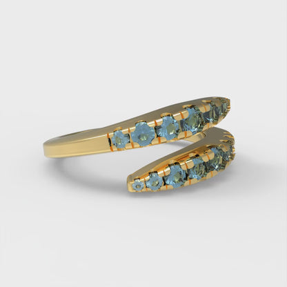 0.235 cttw Natural Sky Blue Topaz Round Cut Yellow Gold Eternity Wedding Band