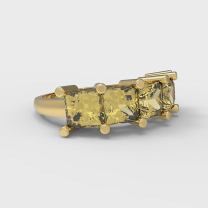 2.5 cttw Natural Citrine Princess Cut Yellow Gold Eternity Wedding Band