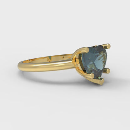 2 cttw Natural London Blue Topaz Solitaire  Engagement Ring - Solid Gold (Heart Cut,8mm)