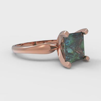 2.5 cttw Blue Moissanite Solitaire  Engagement Ring - Solid Gold (Princess Cut,7.5mm)