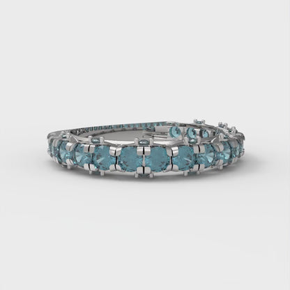 3.13 cttw Natural Sky Blue Topaz Round Cut White Gold Eternity Wedding Band