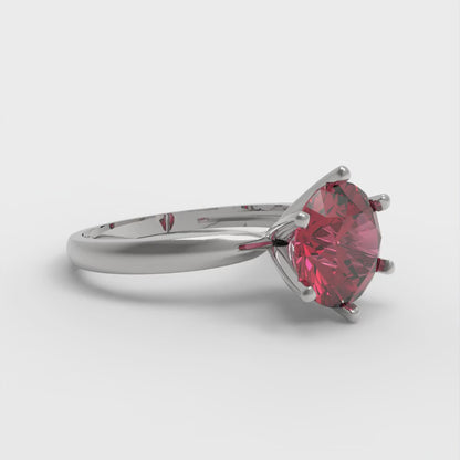 2 cttw Simulated Ruby Solitaire  Engagement Ring - Solid White Gold (VVS1, Round Cut,8.0mm)