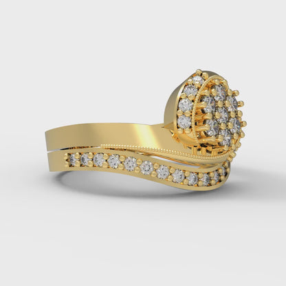 0.4 cttw Round Cut Zirconia Simulated Diamond Bridal Set - Solid Yellow Gold Engagement Ring & Wedding Band