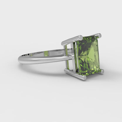 2.5 cttw Natural Peridot Solitaire  Engagement Ring - Solid Gold (Radiant Cut,8.5x6.5mm)