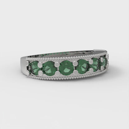 0.81 cttw Simulated Emerald Round Cut White Gold Eternity Wedding Band