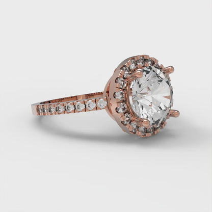 1.8 cttw Certified Moissanite Solitaire with Zirconia Simulated Diamond Accents Engagement Ring - Solid Gold (VVS1, D-F,Round Cut,7.5mm)