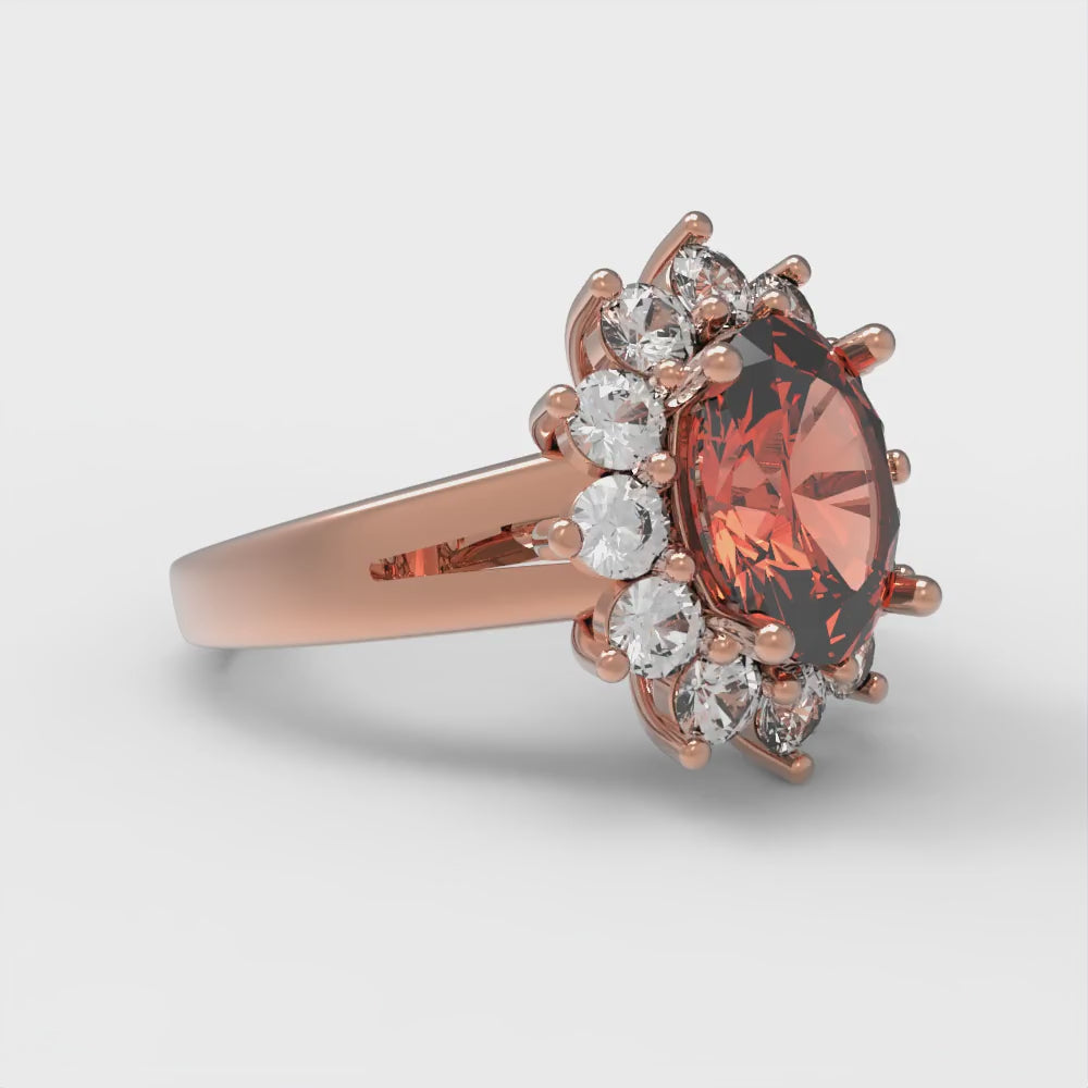 2.72 cttw Zirconia Simulated Red Diamond Hidden Halo Engagement Ring - Solid Gold (VVS1, Oval Cut,9x7mm)