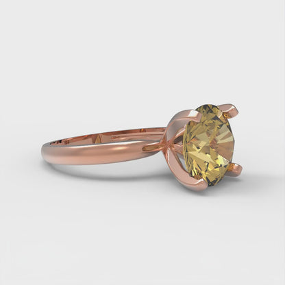 3 cttw Zirconia Simulated Yellow Diamond Solitaire  Engagement Ring - Solid Gold (VVS1, Round Cut,9.0mm)