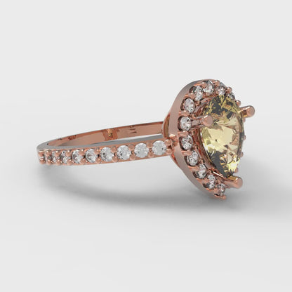 0.755 cttw Zirconia Simulated Yellow Diamond Hidden Halo Engagement Ring - Solid Gold (VVS1, Pear Cut,7x5mm )