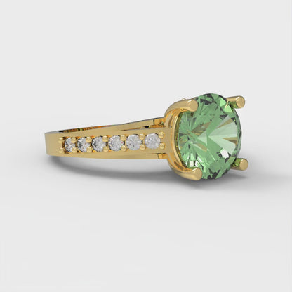 2.21 cttw Zirconia Simulated Green Diamond Solitaire with Zirconia Simulated Diamond Accents Engagement Ring - Solid Gold (VVS1, Round Cut,8.0mm)