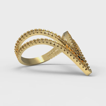 0.525 cttw Zirconia Simulated Champagne Diamond Statement Engagement Ring - Solid Yellow Gold (VVS1, Round Cut,1.0mm)