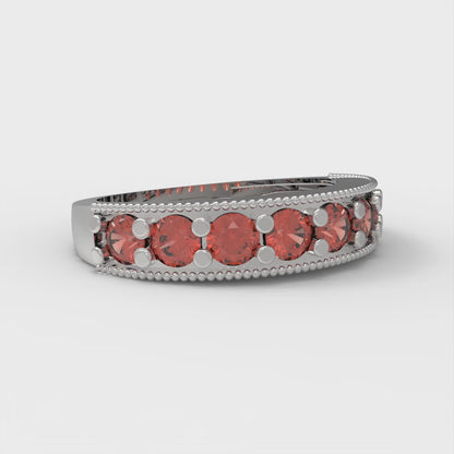 0.81 cttw Simulated Red Diamond Round Cut White Gold Eternity Wedding Band