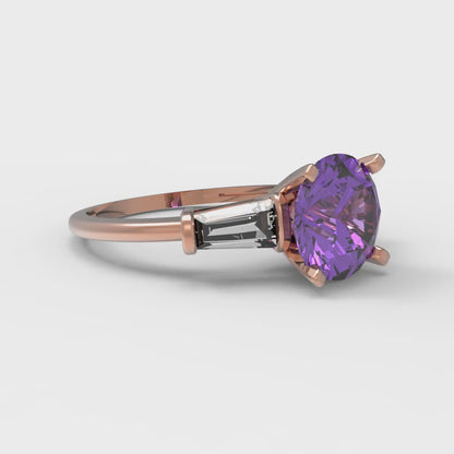 2 cttw Simulated Alexandrite Three-Stone Engagement Ring - Solid Gold (Round Cut,7.5mm)