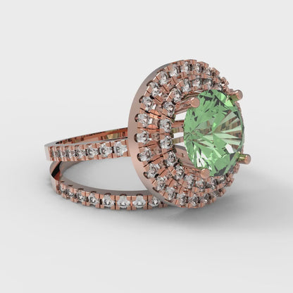 2.73 cttw Round Cut Simulated Green Diamond Bridal Set - Solid Rose Gold Engagement Ring & Wedding Band