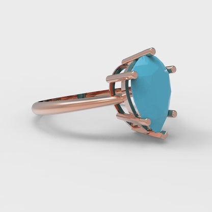 2 cttw Simulated Turquoise Solitaire  Engagement Ring - Solid Gold (Pear Cut,10x7mm)