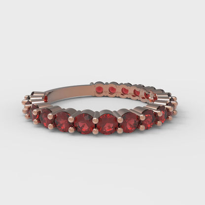 1.2 cttw Natural Garnet Round Cut Rose Gold Eternity Wedding Band