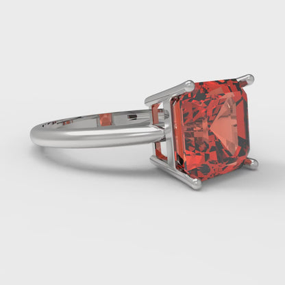 2.5 cttw Zirconia Simulated Red Diamond Solitaire  Engagement Ring - Solid White Gold (VVS1, Asscher Cut,8.0mm)