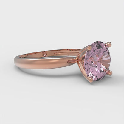 2 cttw Zirconia Simulated Pink Diamond Solitaire  Engagement Ring - Solid Gold (VVS1, Round Cut,8.0mm)