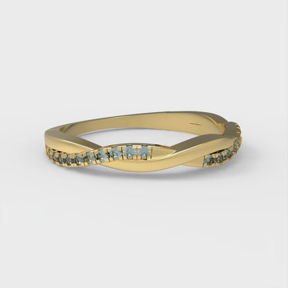 0.16 cttw Natural Aquamarine Round Cut Yellow Gold Eternity Wedding Band