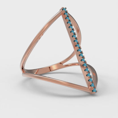 0.09 cttw Simulated Turquoise Statement Engagement Ring - Solid Gold (Round Cut,1.0mm)