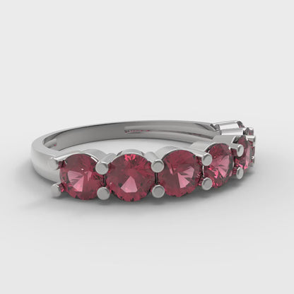 1.19 cttw Natural Garnet Round Cut White Gold Eternity Wedding Band