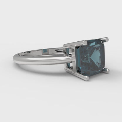 2 cttw Natural London Blue Topaz Solitaire  Engagement Ring - Solid Gold (Asscher Cut,7.0mm)