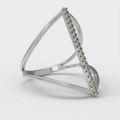 0.09 cttw Natural Peridot Statement Engagement Ring - Solid Gold (Round Cut,1.0mm)