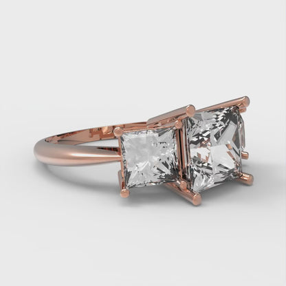 2.5 cttw White Sapphire Three-Stone Engagement Ring - Solid Gold (Princess Cut,6.5 mm)