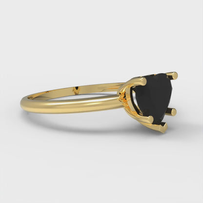 1.25 cttw Natural Onyx Solitaire  Engagement Ring - Solid Gold (Heart Cut,7.0mm)