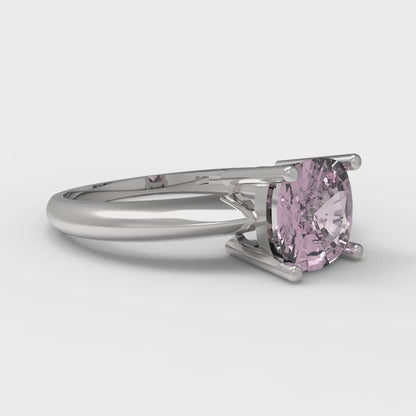 1.5 cttw Zirconia Simulated Pink Diamond Solitaire  Engagement Ring - Solid Gold (VVS1, Cushion Cut,6.5mm)