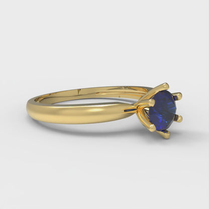0.5 cttw Simulated Blue Sapphire Solitaire  Engagement Ring - Solid Gold (Round Cut,5.0mm)
