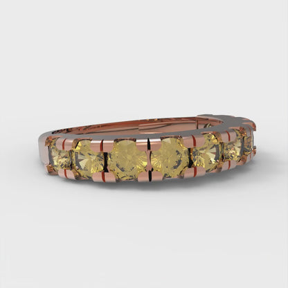 1 cttw Simulated Yellow Diamond Round Cut Rose Gold Eternity Wedding Band